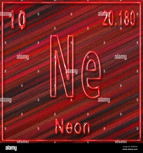 Elemento Químico De Neón Signo Con Número Atómico Y Peso Atómico