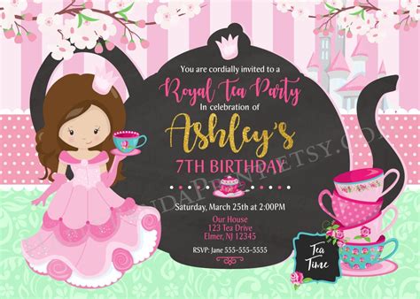 Princess Tea Party Invitation Tea Party Birthday Invitation Etsy