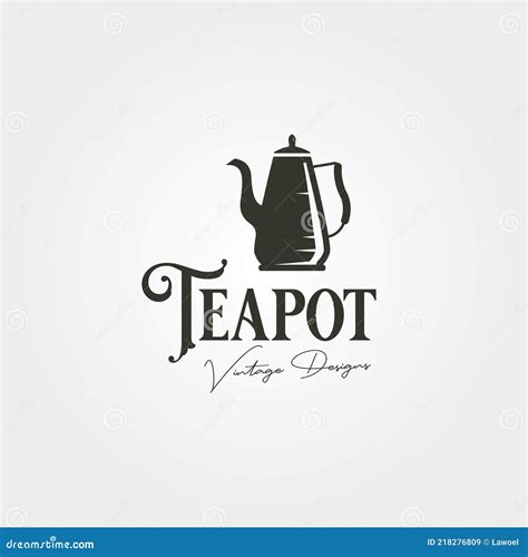 Teapot Vintage Logo Label Vector Illustration Design Stainless Steel