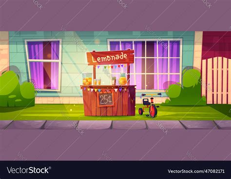 Cartoon Lemonade Stand In House Yard Royalty Free Vector