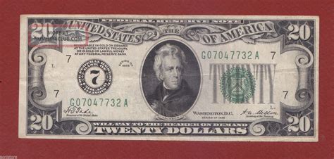 1928 Series Federal Reserve Note 20 Twenty Dollar Bill Vf