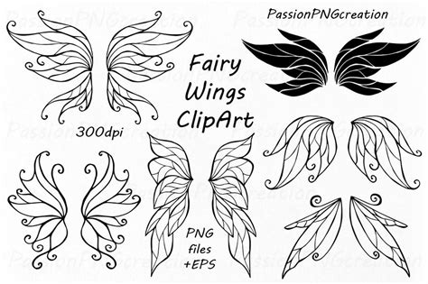 Fairy Wings Clipart Doodle Wings Clip Art Hand Drawn Etsy Fairy Wings