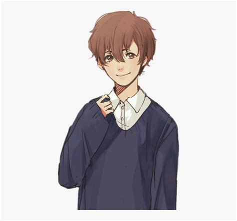 Anime Brown Hair Boy Cute Boy With Long Brown Hair Wearing A White