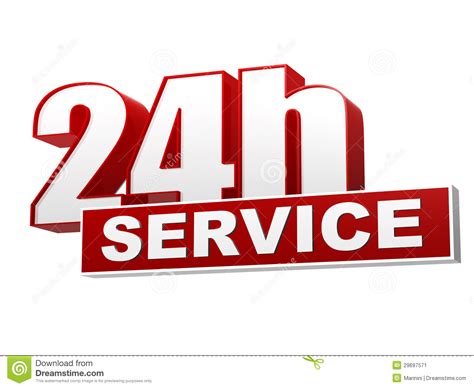 24h Service Red White Banner Letters And Block Stock Image Image