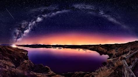 Milky Way Above The Lake Wallpaper Backiee
