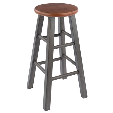Ivy Square Leg Counter Stool Rustic Teak And Gray Winsome Wood