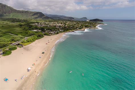 Aerial View Of Makaha Beach On Oahu Hawaii Stock Photo Download Image