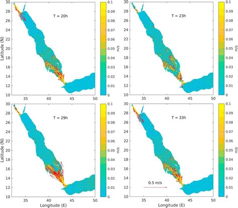 barotropic tidal velocities in the red sea at four instant times during download scientific