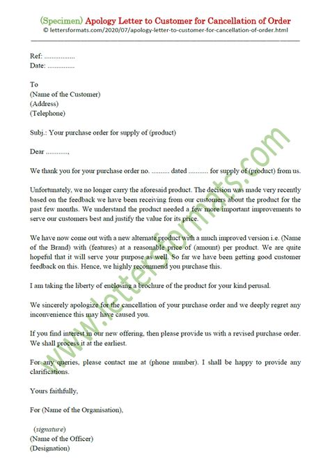 Offer cancellation letter from company. Apology Letter to Customer for Cancellation of Order (Sample)