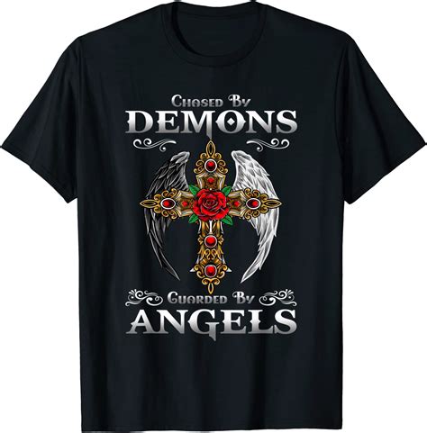 Chased By Demons Guarded By Angels Cross Wings Men Women T