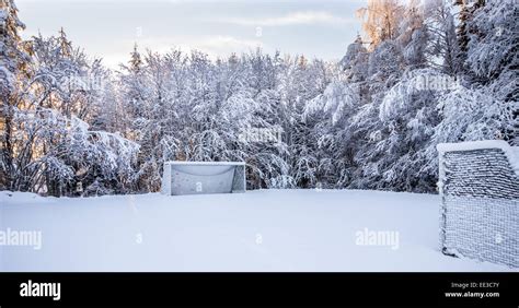 Soccer Pitch In Winter Stock Photo Alamy