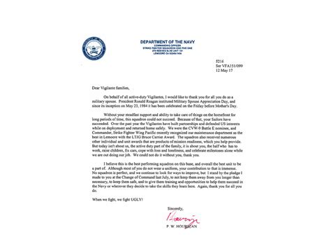 Air Force Spouse Letter Of Appreciation Welcome To The United
