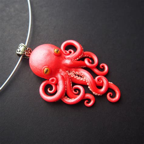 Pink Octopus Pendant Octopus Necklace Tentacle Jewelry Etsy Tentacles Jewelry Octopus