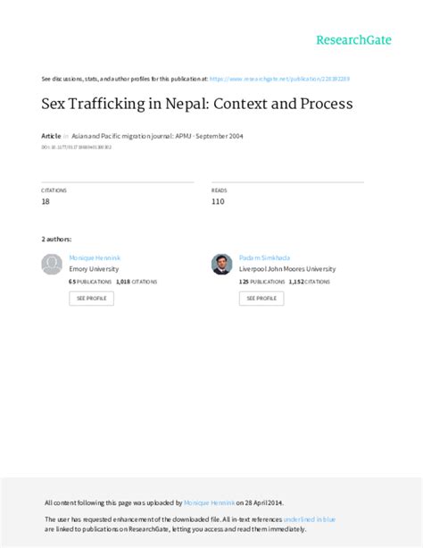 Pdf Sex Trafficking In Nepal Context And Process Gita Poudel