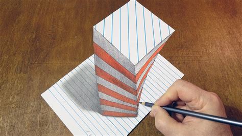 How To Draw 3d Illusion On Line Paper Drawing Big Screwed Object By