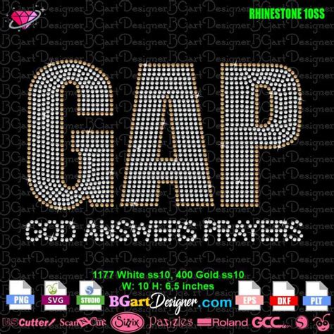 Lll Download Gap God Answers Prayers Rhinestone Svg Digital