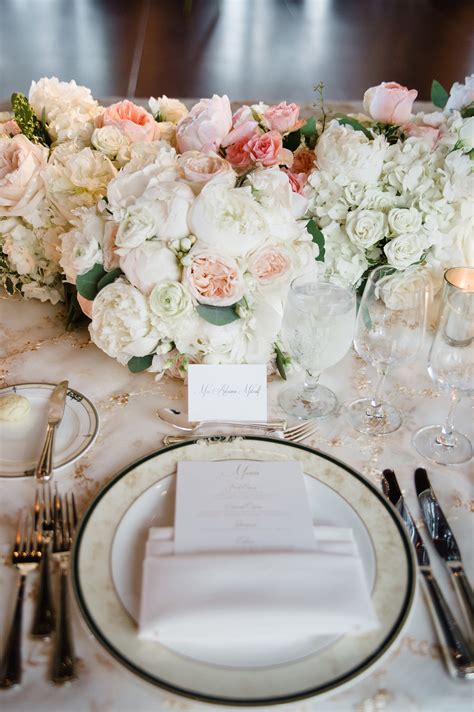White And Pale Pink Centerpiece Of Roses And Peony Elizabeth Anne