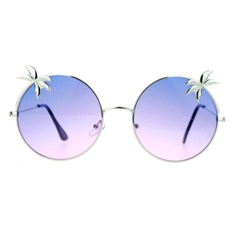 Sa106 Retro Unique Palm Tree Trim Gradient Color Hippie Round Sunglasses Ebay