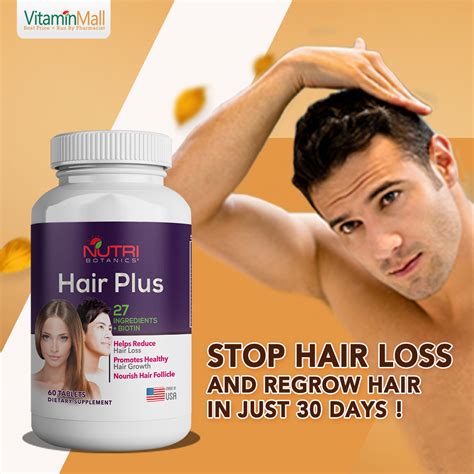 buy nutri botanics hair plus 60 tablets stop hair loss in 14 days top hair supplement for
