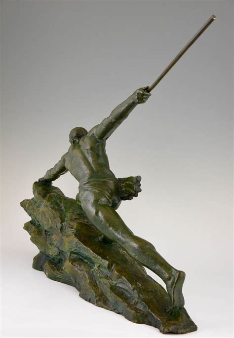 French Art Deco Bronze Sculpture Male Nude Athlete Pierre Le Fagauys L