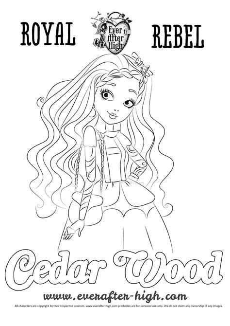 Pages are perforated and printed on one side only for easy removal and display. Cedar Wood coloring page | Ever After High
