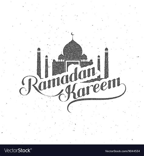 Handwritten Ramadan Kareem Retro Label Royalty Free Vector