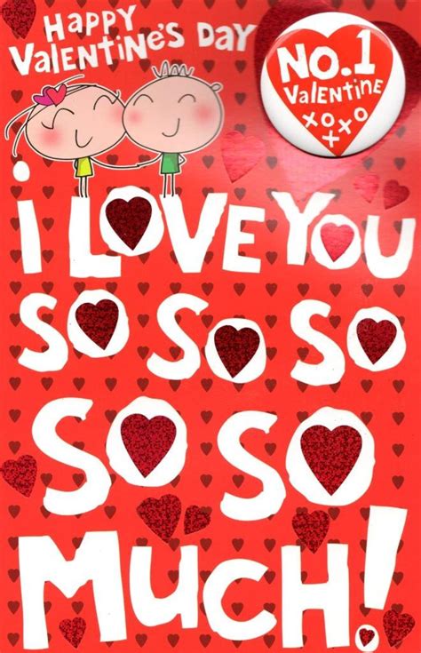 I Love You So Much Valentines Day Greeting Card With Badge Cards