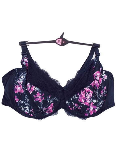 George G3orge Navy Floral Print Non Padded Full Cup Bra Size 36