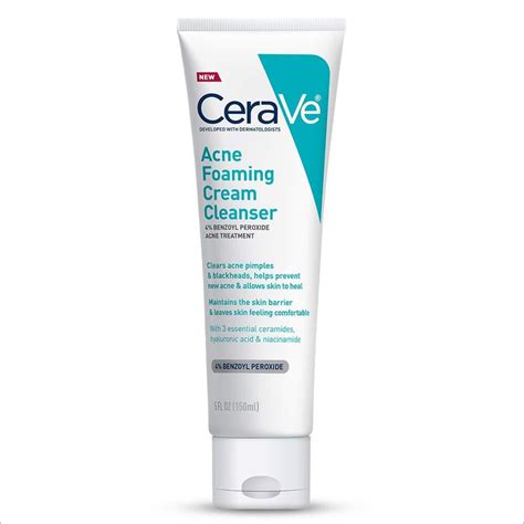 Cerave Acne Foaming Cream Cleanser Acne Treatment Face Wash With Benzoyl Peroxide