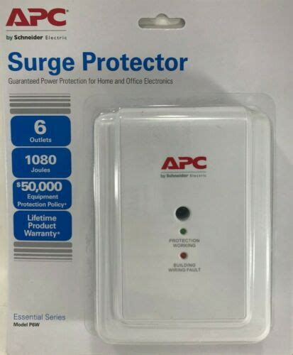 Apc P6w 6 Outlet Wall Surge Protector 1080 Joules Surgearrest