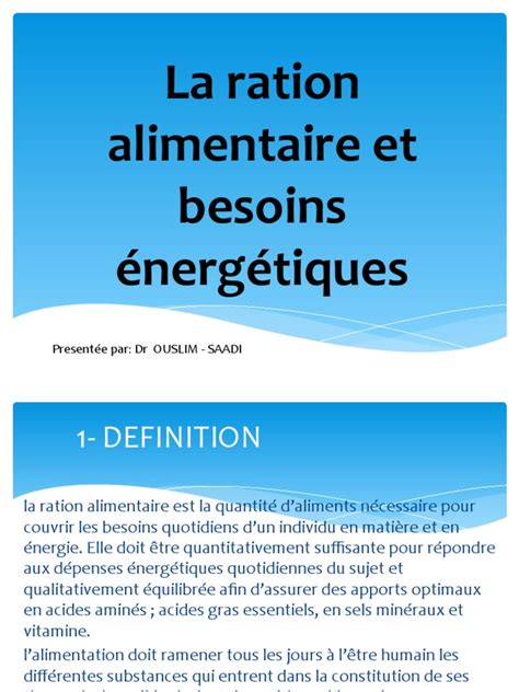 Ration Alimentaire Pdf Régime Et Nutrition Nutrition