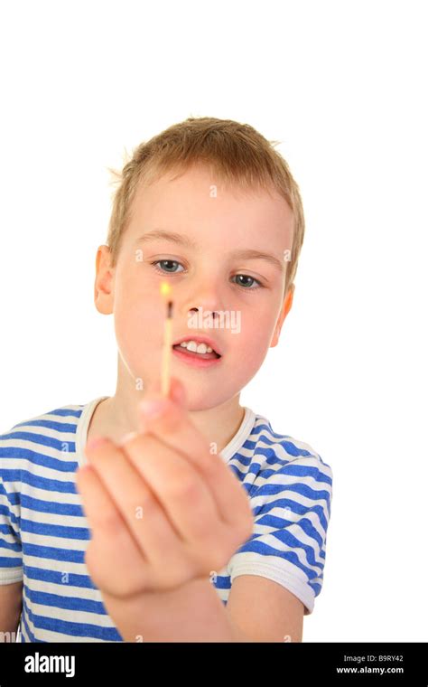 Boy With Match Stock Photo Alamy