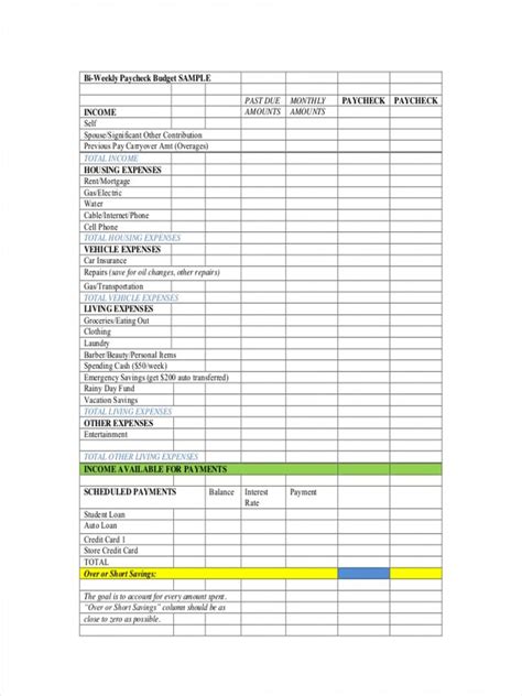 69 free budget templates microsoft word doc. Printable Free 9 Biweekly Budget Examples & Samples In ...