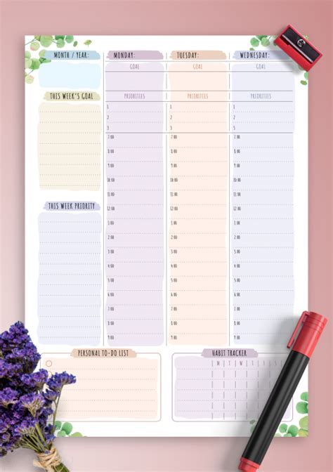 Download Printable Weekly Budget Floral Style Pdf
