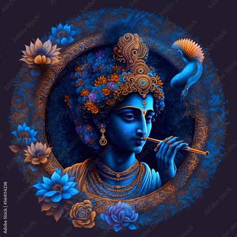 Lord Krishna Avatar Hindu God Krishna Painting Symbol Of Devine Love