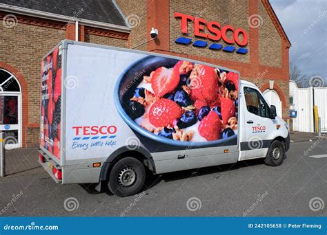 Tesco Groceries Delivery Van Outside Tesco Supermarket Store Editorial