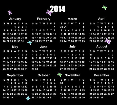 2014 Calendar With Butterflies Free Stock Photo Public Domain Pictures