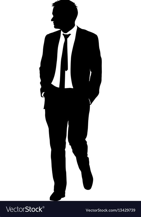 Silhouette Businessman Man In Suit With Tie Vector Image