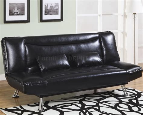 Faux Leather Modern Convertible Sofa Bed 300144 Black