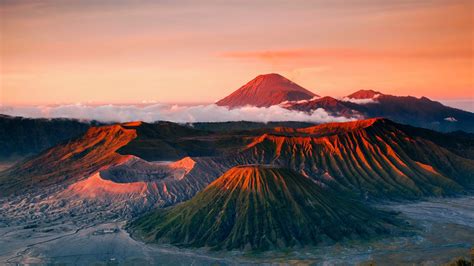 Indonesia Java Volcano Mountains Full Hd Desktop