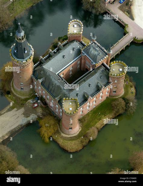 Aerial View Wasserschloss Moyland A Moated Castle Museum Moyland
