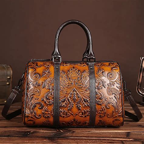 New Arrival Women Genuine Leather Embossed Tote Handbag Casual Travel