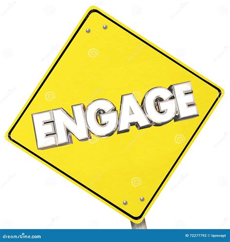 Engage Yellow Sign Road Participate Ahead Word Stock Illustration