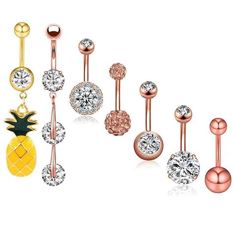 Oufer 14g Surgical Steel Pineapple Navel Rings Belly Button Rings Belly Piercings