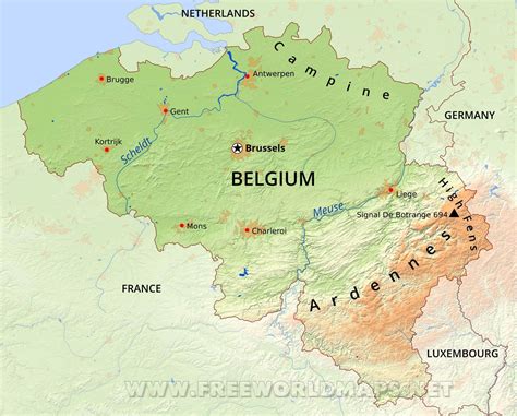 Belgium Physical Map