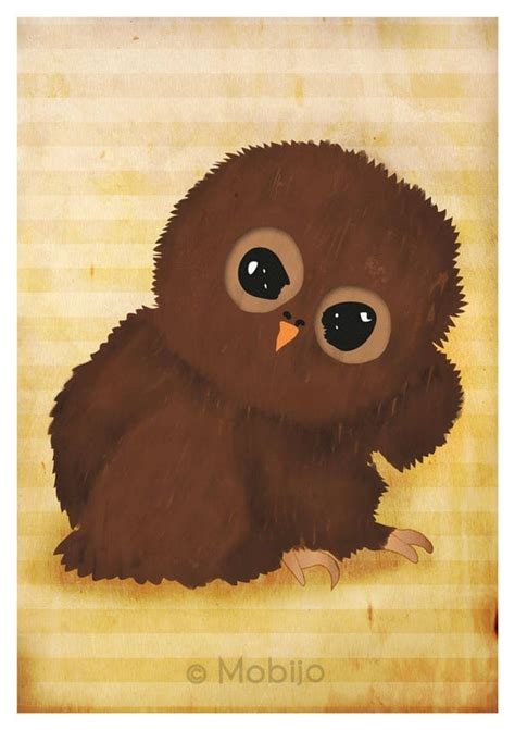Items Similar To Baby Owl Illustration Baby Owl Digital Painting