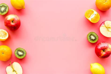 Oranges Lemon Apple Kiwi And Grape Healthy Food Concept With