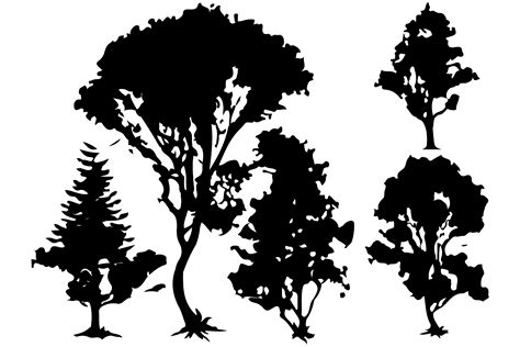 Trees And Forest Silhouettes Set Vector Graphic By Breakingdots