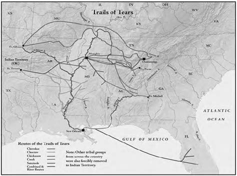 Map By Daniel Cole Trails Of Tears Depicting The Routes Followed By