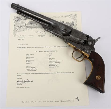 Sold At Auction Colt Us Model 1860 Army W Colt Letter